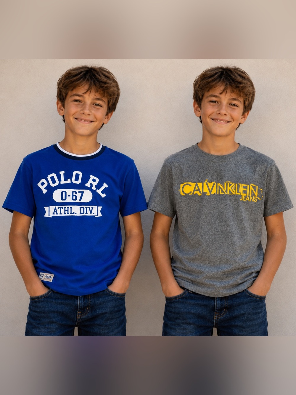 Polo by Ralph Lauren Blue and Calvin Klein Gray Athletic Tee. Set of 2.